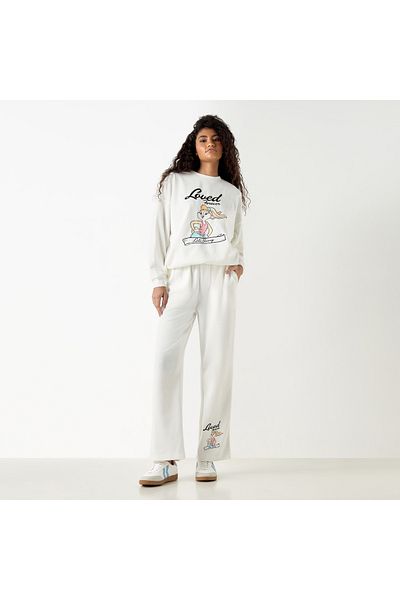 SP Characters Lola Bunny Print Sweatshirt with Long Sleeves and Crew Neck
