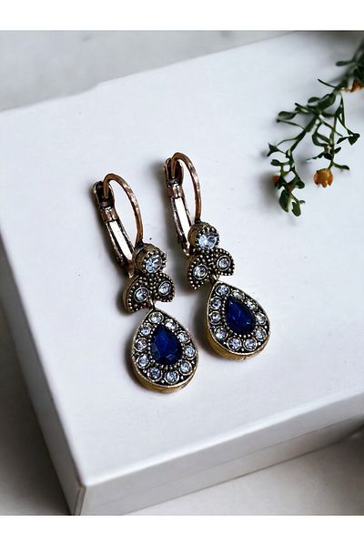 FAYRA ACCESSORIES Crystal Jewelled Small Water Drop Dangle Earrings