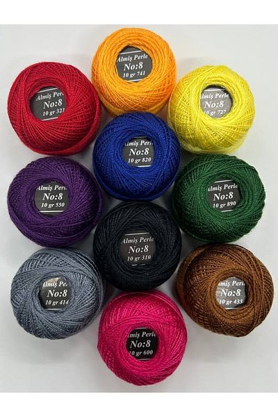 ALMİŞ Alış Perle Etamin-Cross Stitch 10-Piece Thread Set (10 Gr-No:8)