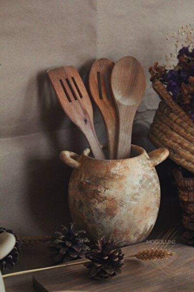 Mogolune Dekoratif Vintage El Yapımı Seramik & Çömlek Vazo &kaşıklık