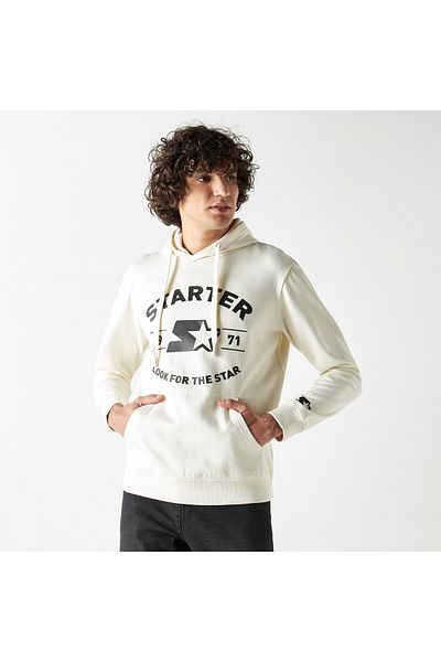 Starter Logo Print Hoodie with Long Sleeves and Kangaroo Pocket