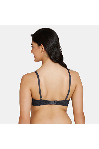Zivame Lace Detail Padded Balconette Bra with Hook and Eye Closure
