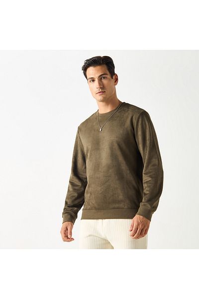 Iconic Solid Sweatshirt with Round Neck and Long Sleeves