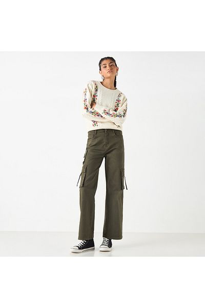 Lee Cooper Embroidered Crew Neck Jumper with Long Sleeves