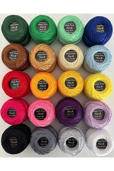 ALMİŞ Alış Perle Etamin-Cross Stitch 20-Piece Thread Set (10 Gr-No:8)