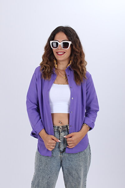 HelenaButik Kadın  Oversize Uzun Basic Gömlek