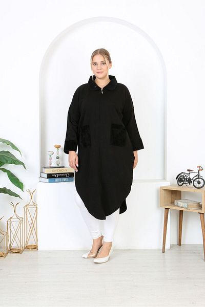 Şans Plus Size Black Knitwear Unlined 52-58 Panhose - 65N38454