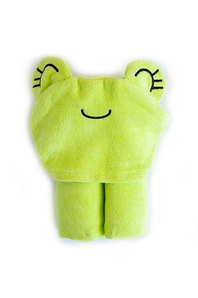 Milk & Moo Milk&Moo Cacha Frog Baby Kapuzenbadetuch aus Samt