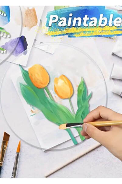 Pleksi Marketi غطاء دائري بليكسي 20 سم - 5 قطع للرسم وطباعة بالأشعة فوق البنف...