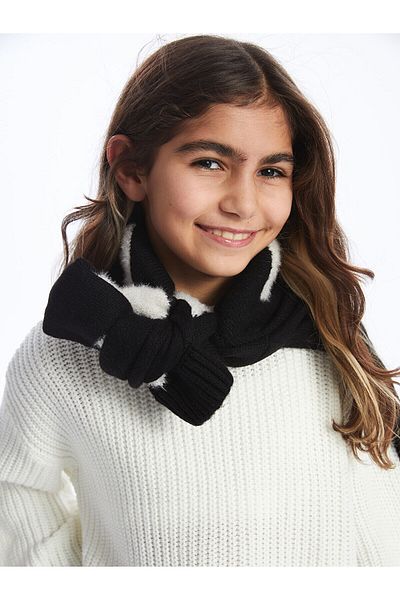 LC Waikiki Lw - Dziewczęcy sweter z dzianiny z okrągłym dekoltem i długim rękawem