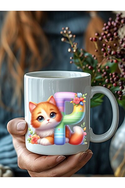 Evion Kedili Harf Şeklinde Kişiye Özel 3 Boyutlu Tasarım Seramik Kupa Mug