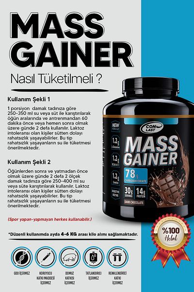Conlast 3000 g Gainer Chocolate Flavored XXL Carb Powder Form
