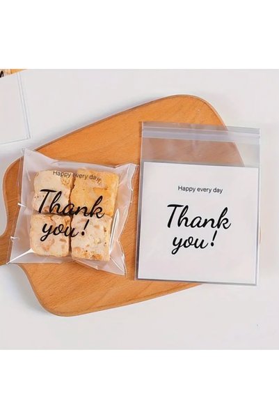 ÇET PACK 50 ADET BEYAZ THANK YOU DESENLİ YAPIŞKANLI NİKAH NİŞAN DOĞUM G. HEDİ...