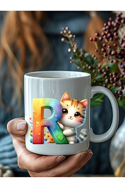 Evion Kedili Harf Şeklinde Kişiye Özel 3 Boyutlu Tasarım Seramik Kupa Mug - H...
