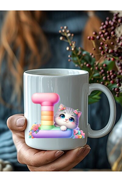 Evion Kedili Harf Şeklinde Kişiye Özel 3 Boyutlu Tasarım Seramik Kupa Mug - Kupa Bardak