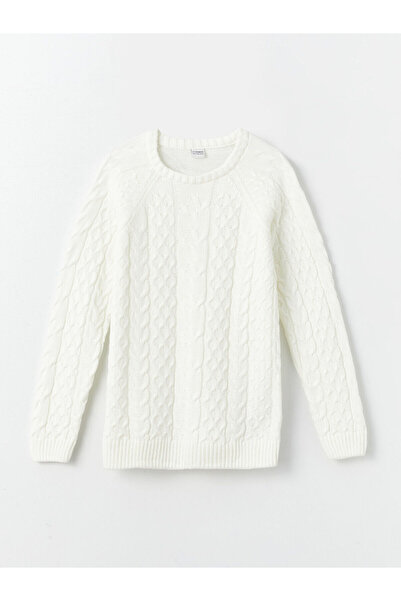 LC Waikiki Lw - Dívčí pletený svetr s dlouhým rukávem s copánkem do vlasů se vzorem