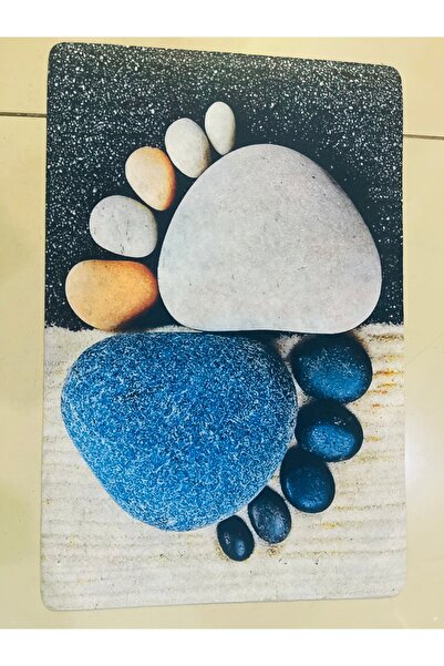 abnturk 40x60cm deniz taşlı desenli kapı önü ve banyo paspası, çok amaçlı las...