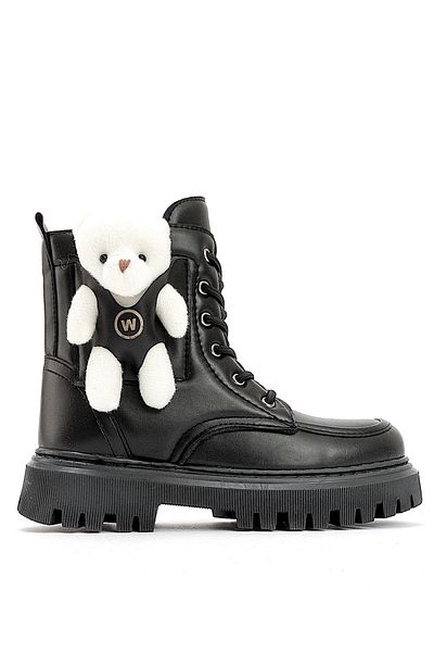 Onlo Ayakkabı Onlo Shoes YP.1800 Μαύρες μπότες για κορίτσια με φερμουάρ και αρκουδάκι