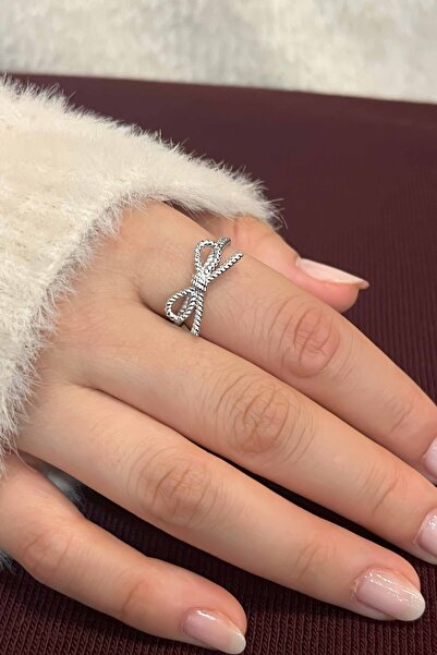 TREND COLLECTİON Fiyonk Model Ayarlanabilir Gümüş Kaplama Kadın Yüzük