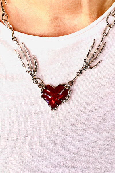 Nicheloop Sevgiliye Özel Hediye Erkek Kadın Halloween Gotik İskelet El Kırmız...