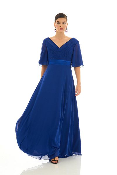 Carmen Saks sifon rakott hosszú estélyi ruha