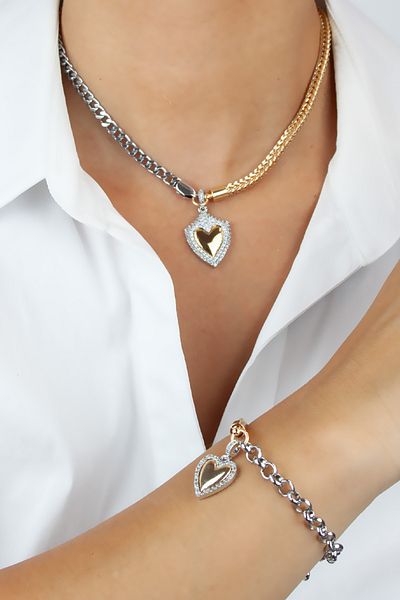 Pridza Kontras Color Heart Figured Necklace Bracelet Set