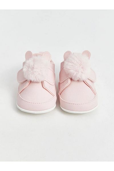 LC Waikiki Lcw Steps Light Pink Baby Girl's Pre-Walking Shoes with Pompom Detail