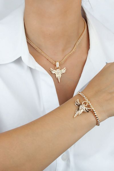Pridza Phoenix Bird Figured Necklace Bracelet Set