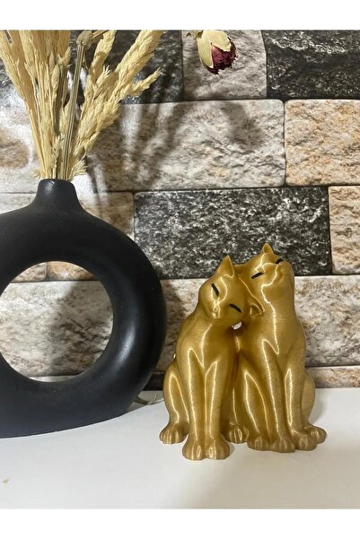 HobiHub Sevimli Dekoratif İkili Kedi Biblosu Organik Plastik