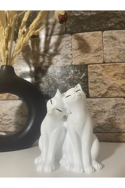 HobiHub Sevimli Dekoratif İkili Kedi Biblosu Organik Plastik