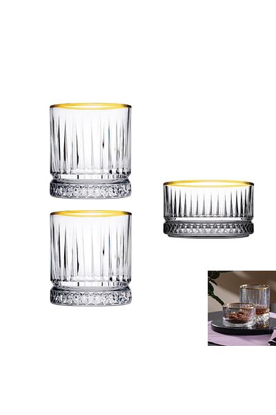 Paşabahçe Elysia Golden Touch Whiskey Set 2 Glasses, 1 Bowl