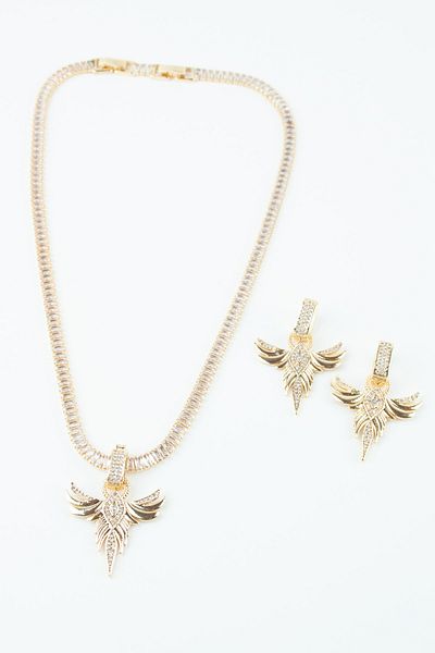 Pridza Zircon Stone Necklace Earring Set
