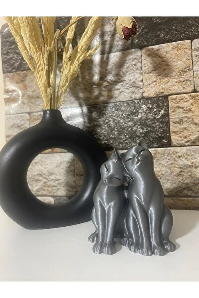 HobiHub Sevimli Dekoratif İkili Kedi Biblosu Organik Plastik