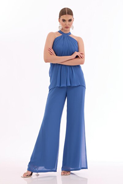 Carmen Indigová šifonová kombinéza s ohlávkou