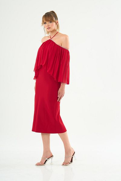 Carmen Rochie de Seara Crep Rosie - Rochie Halter