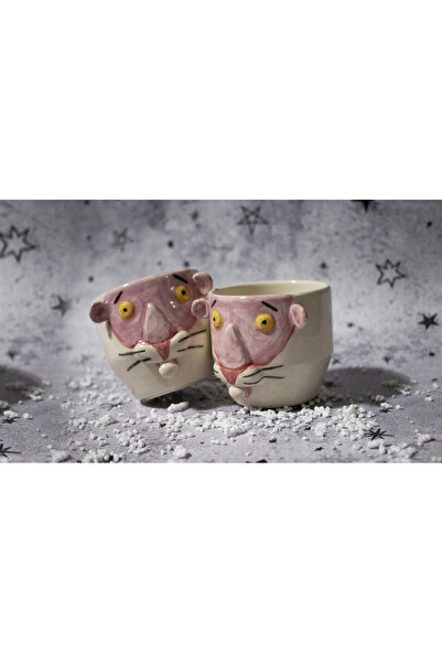 TREND Pembe panter seramik kupa