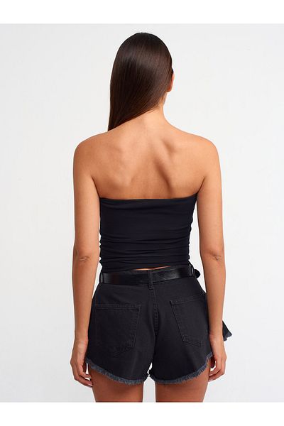 Dilvin 20659 Strapless Blouse-Black