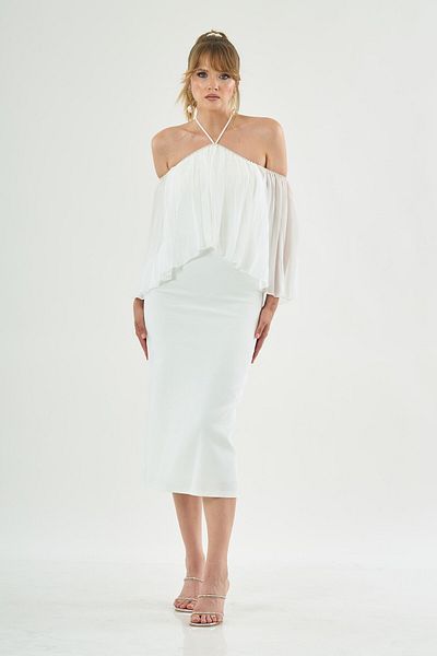 Carmen Rochie de Mireasa Crep Ecru - Decolteu Halter