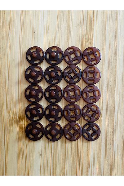 Kartopu Stand-Up Plastic Snap Fastener 1cm (10mm) Pack of 10 (10 Pairs). Color: Coffee.