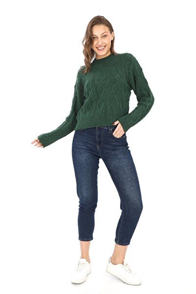 penyebizden Πλεκτό πουλόβερ με πράσινη πλεξούδα