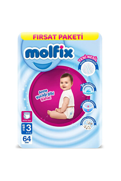Molfix Külot Bebek Bezi Beden:3 (6-11KG) Midi 64 Adet Fırsat Pk