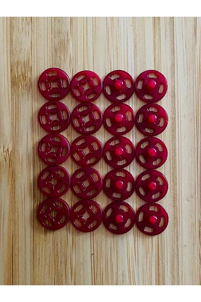 Kartopu Stand-Up Plastic Snap Fastener 1cm (10mm) Pack of 10 (10 Pairs). Color: Red.