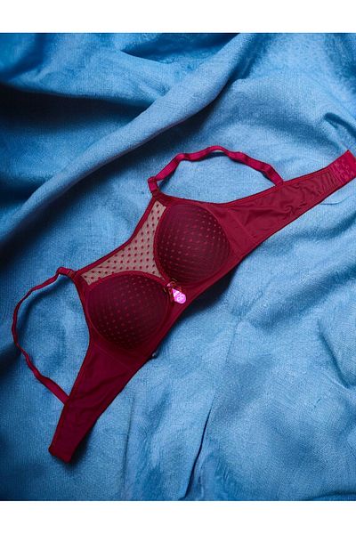 Şenay Sutien de damă Bordeaux fără sârmă Decolteu cu imprimeu