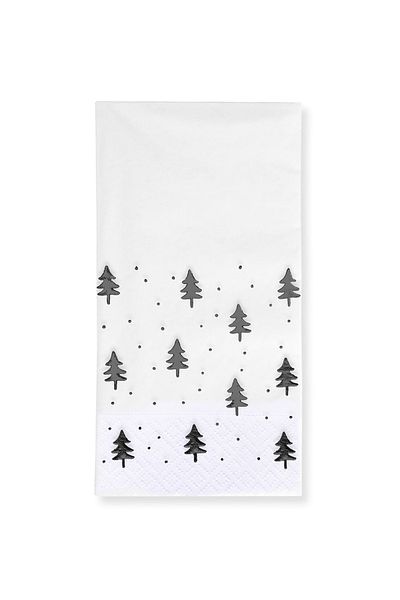 Story 40X40 cm Anthracite Gray Foil Christmas Pine Trees Patterned 16-Piece White Colored Paper Napkins