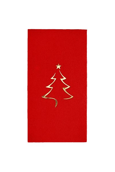 Story 40X40 cm Gold Leaf Christmas Pine Tree Patterned 16-Piece Red Colored Paper Napkins