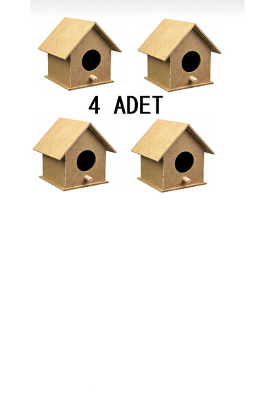 Güllü Ahşap Ahşap kuş evi,kuş yuvası boyanabilir (4 adet)