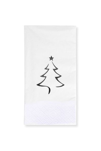 Story 40X40 cm Anthracite Gray Foil Christmas Pine Tree Patterned 16-Piece White Colored Paper Napkins