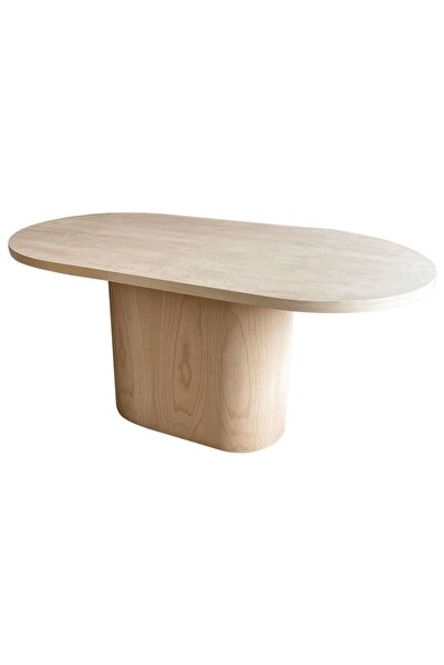 Metus Ahşap Oval Ayaklı 90x180 Kayın Masa Cilasız Ham Ahşap