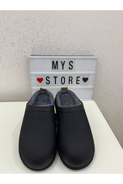 GEZER Erkek Içi Peluş Comfort Taban Eva Ev Terliği Siyah