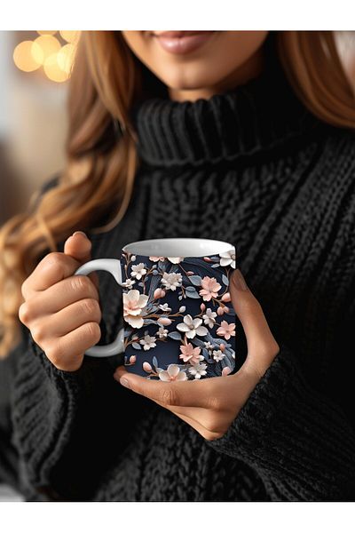 Evion 3D Design Ceramic Mug in Flower Models - Gift Mug